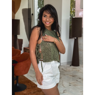 Blouse en crochet Nelle - Kaki