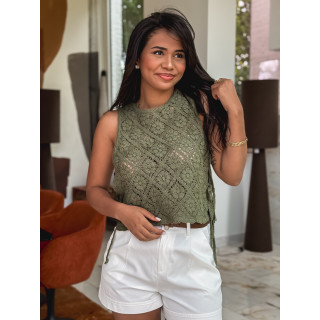 Blouse en crochet Nelle - Kaki