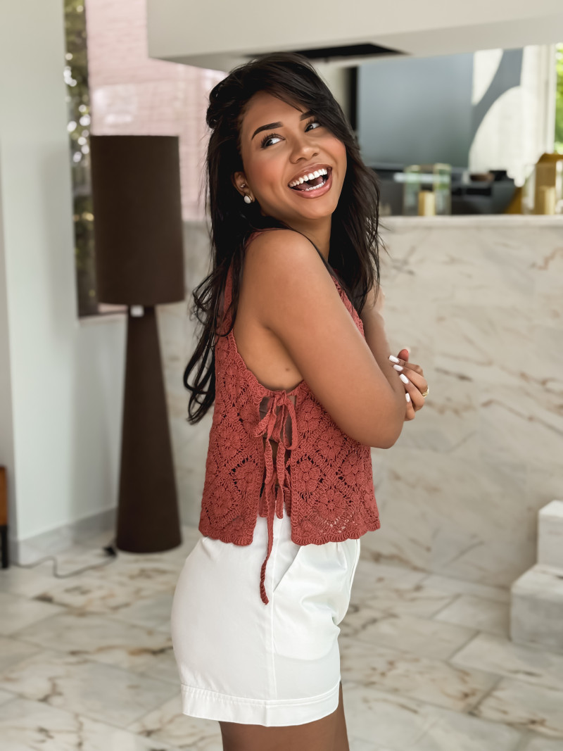 Blouse en crochet Nelle - Terracotta