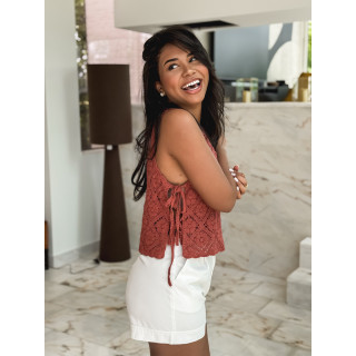 Blouse en crochet Nelle - Terracotta