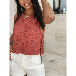 Blouse en crochet Nelle - Terracotta