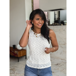 Blouse en dentelle Patricia - Blanc