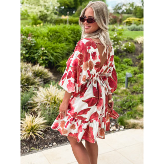 Robe courte à motifs Moyana - Rose