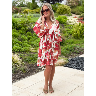 Robe courte à motifs Moyana - Rose