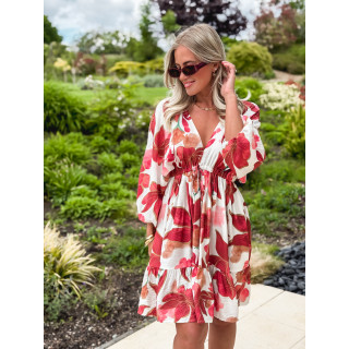 Robe courte à motifs Moyana - Rose