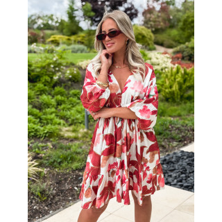 Robe courte à motifs Moyana - Rose