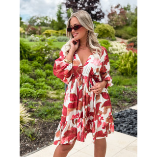 Robe courte à motifs Moyana - Rose