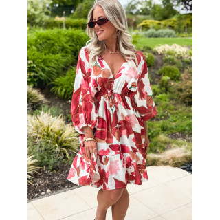 Robe courte à motifs Moyana - Rose