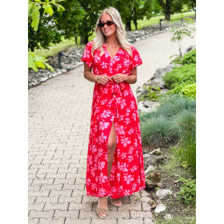 Robe longue à motifs Joya - Rouge/Rose