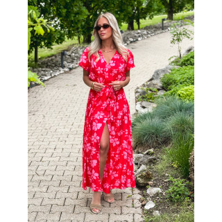 Robe longue à motifs Joya - Rouge/Rose