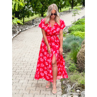 Robe longue à motifs Joya - Rouge/Rose