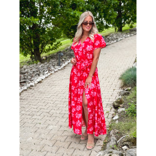 Robe longue à motifs Joya - Rouge/Rose