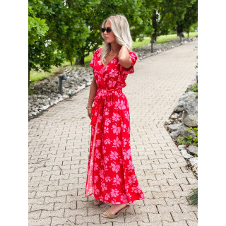 Robe longue à motifs Joya - Rouge/Rose