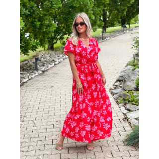 Robe longue à motifs Joya - Rouge/Rose