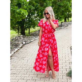 Robe longue à motifs Joya - Rouge/Rose