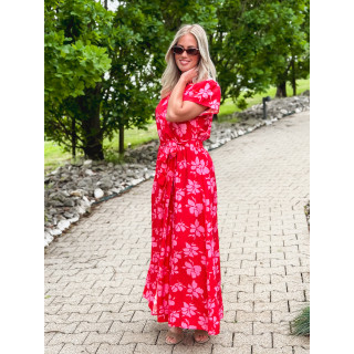 Robe longue à motifs Joya - Rouge/Rose