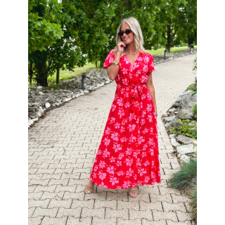 Robe longue à motifs Joya - Rouge/Rose