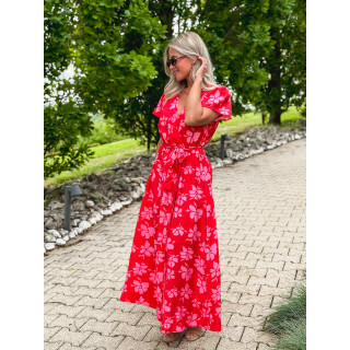 Robe longue à motifs Joya - Rouge/Rose
