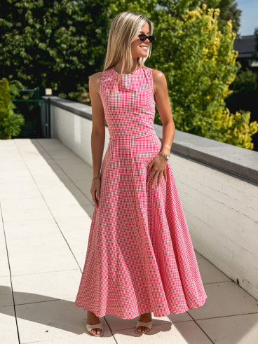 Robe longue vichy Soren - Rouge