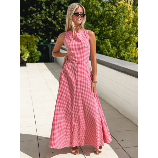 Robe longue vichy Soren - Rouge