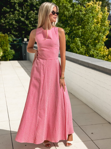 Robe longue vichy Soren - Rouge
