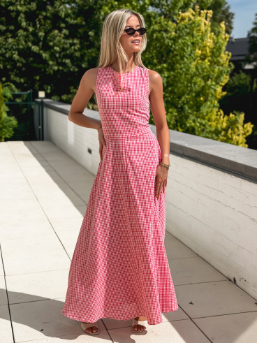 Robe longue vichy Soren - Rouge