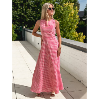 Robe longue vichy Soren - Rouge