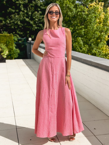 Robe longue vichy Soren - Rouge