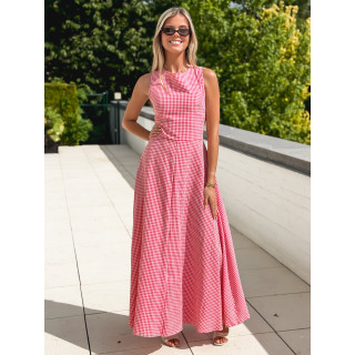 Robe longue vichy Soren - Rouge