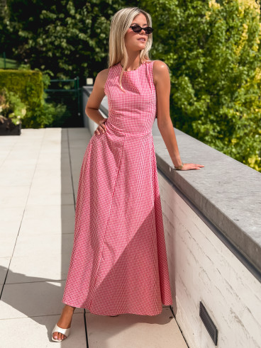 Robe longue vichy Soren - Rouge