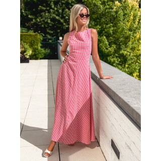 Robe longue vichy Soren - Rouge