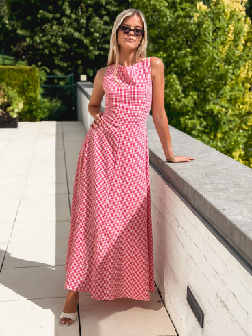 Robe longue vichy Soren - Rouge