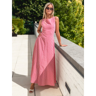 Robe longue vichy Soren - Rouge