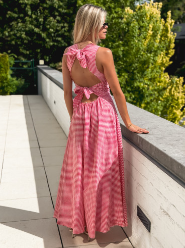Robe longue vichy Soren - Rouge