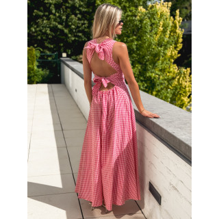 Robe longue vichy Soren - Rouge
