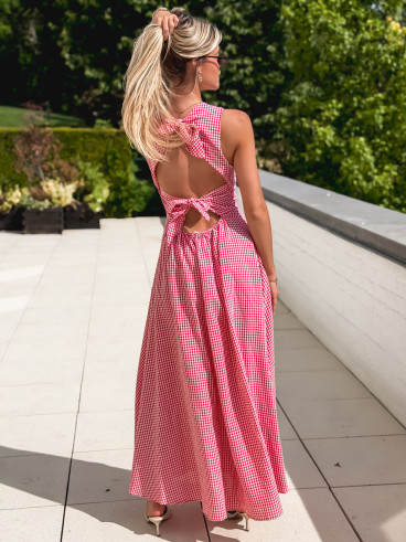 Robe longue vichy Soren - Rouge