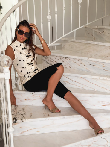 Blouse à pois Kaori - Ecru/Noir