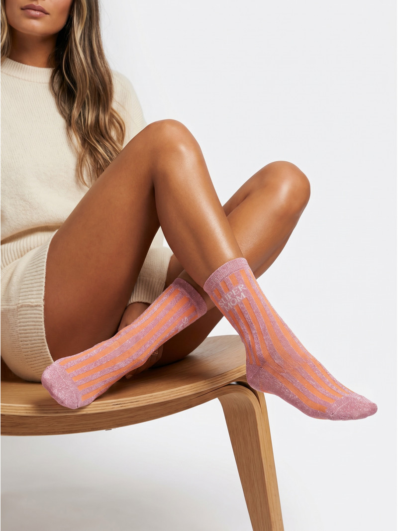 Chaussettes "super mom" - Orange Chaussettes "super mom" - Orange