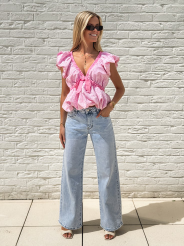 Blouse à carreaux Méliséa - Rose