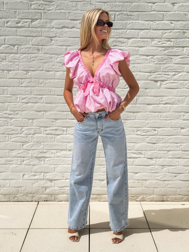 Blouse à carreaux Méliséa - Rose
