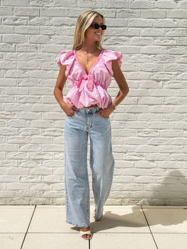 Blouse à carreaux Méliséa - Rose
