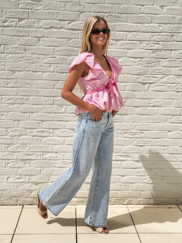 Blouse à carreaux Méliséa - Rose