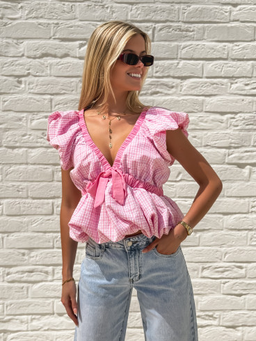 Blouse à carreaux Méliséa - Rose