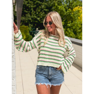 Blouse en crochet Helma - Vert/Rose