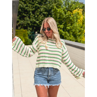 Blouse en crochet Helma - Vert/Rose