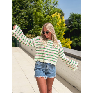 Blouse en crochet Helma - Vert/Rose