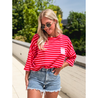 Blouse lignée Zéphira - Rouge/Rose