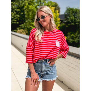 Blouse lignée Zéphira - Rouge/Rose