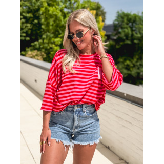 Blouse lignée Zéphira - Rouge/Rose