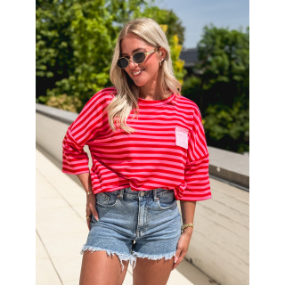 Blouse lignée Zéphira - Rouge/Rose
